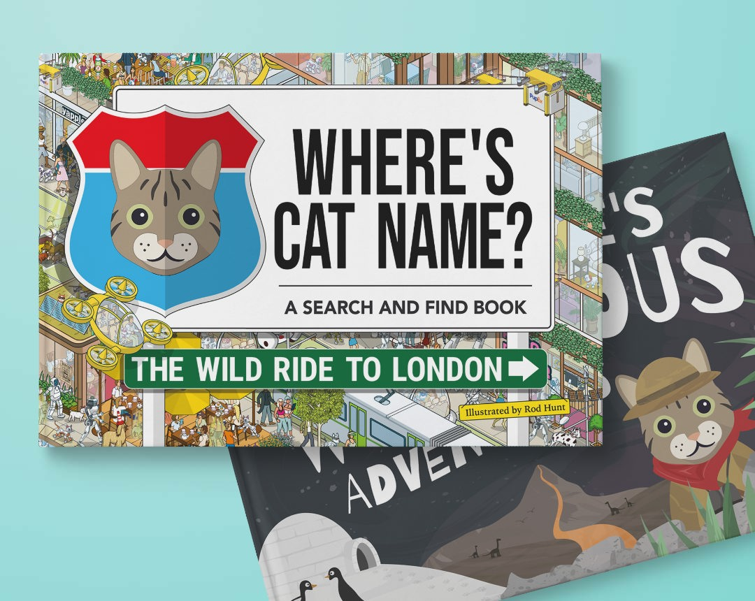 Two personalised books featuring your Cat