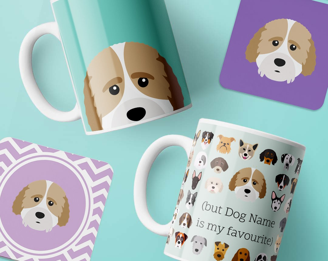 Personalised Mugs and Coasters featuring your dog