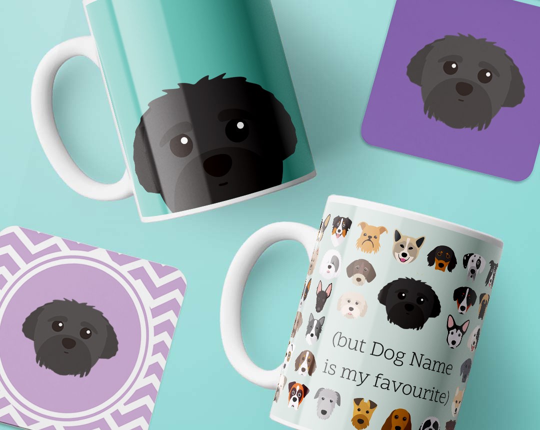 Personalised Mugs and Coasters featuring your dog