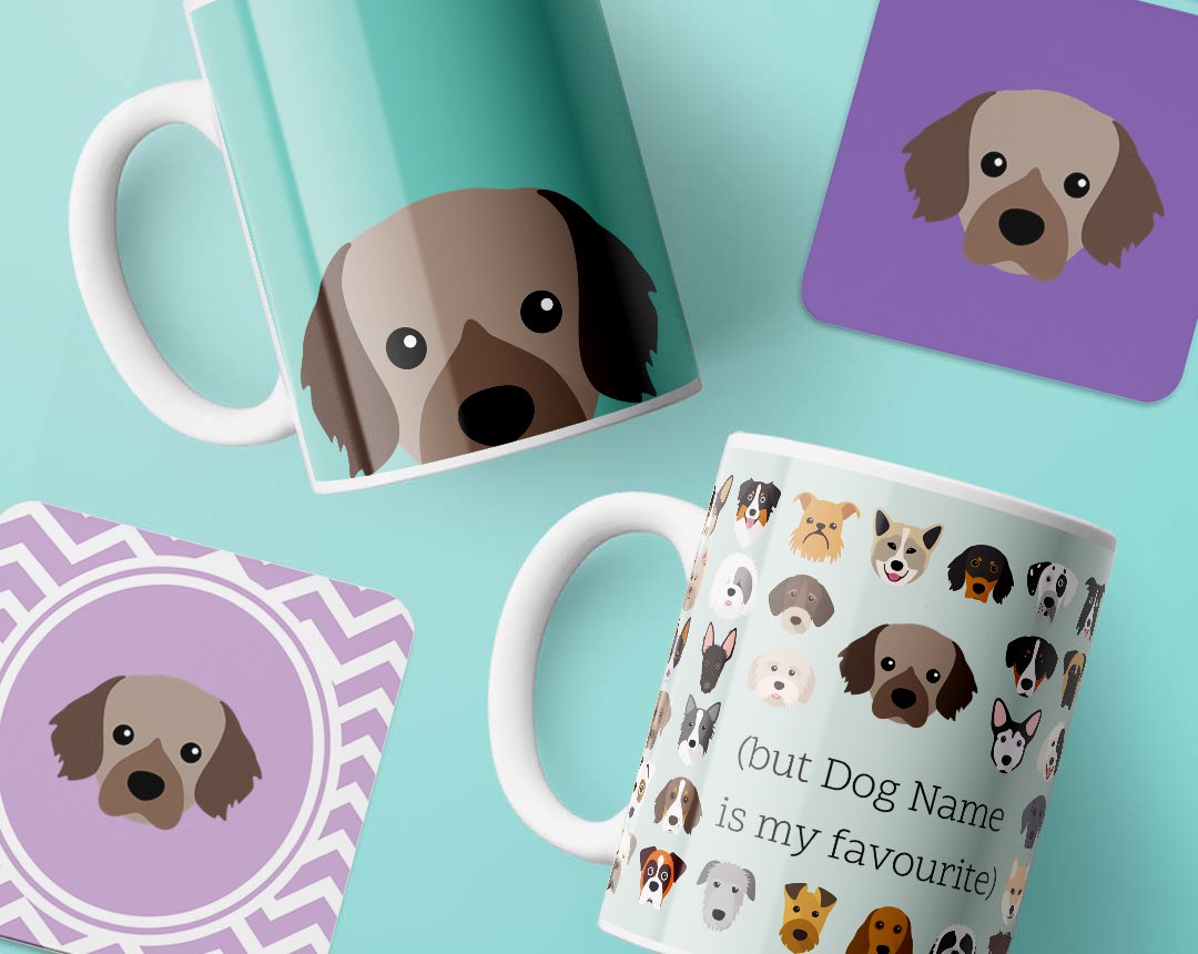 Personalised Mugs and Coasters featuring your dog