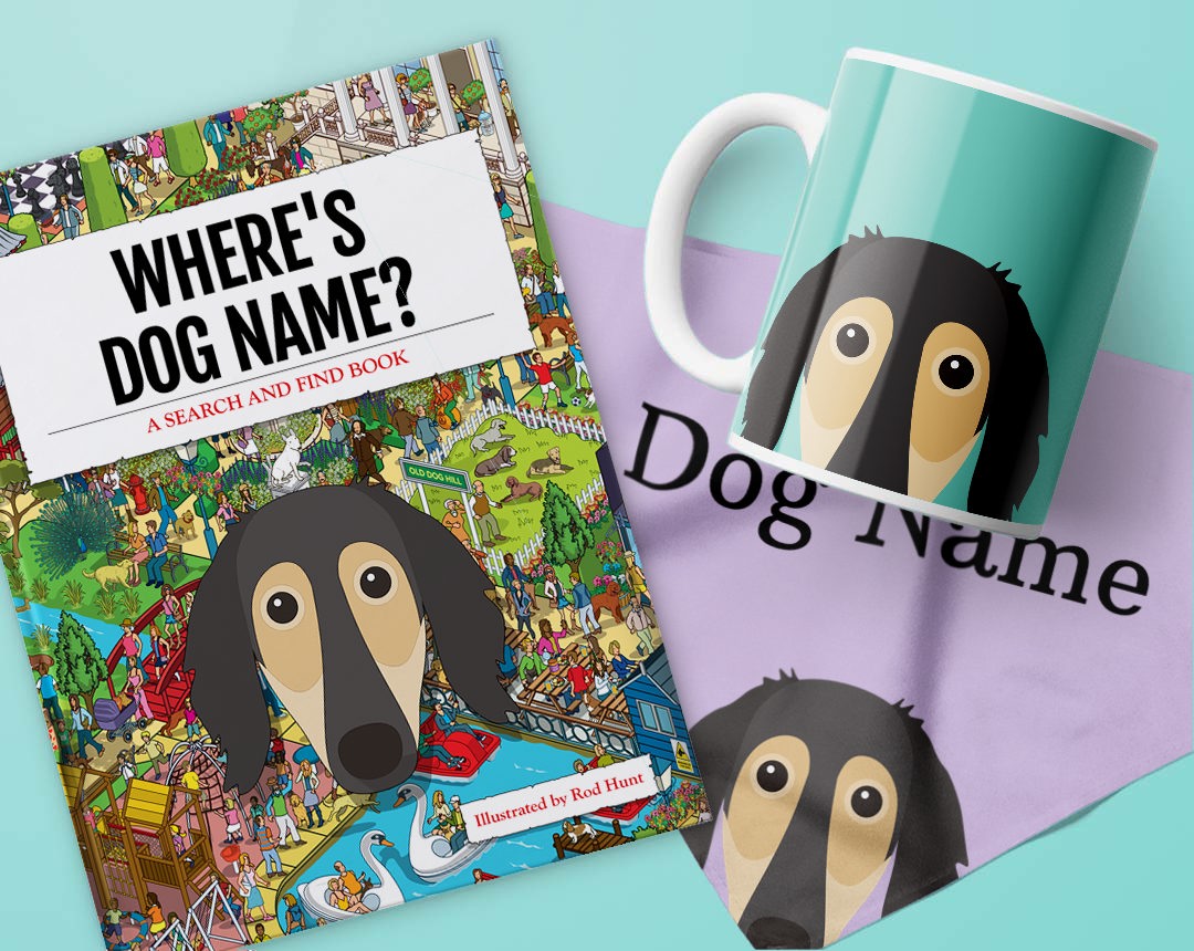 A range of personalized gifts featuring your dog