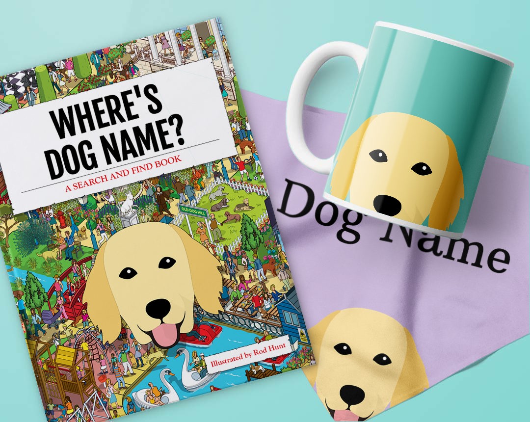 A range of personalized gifts featuring your dog