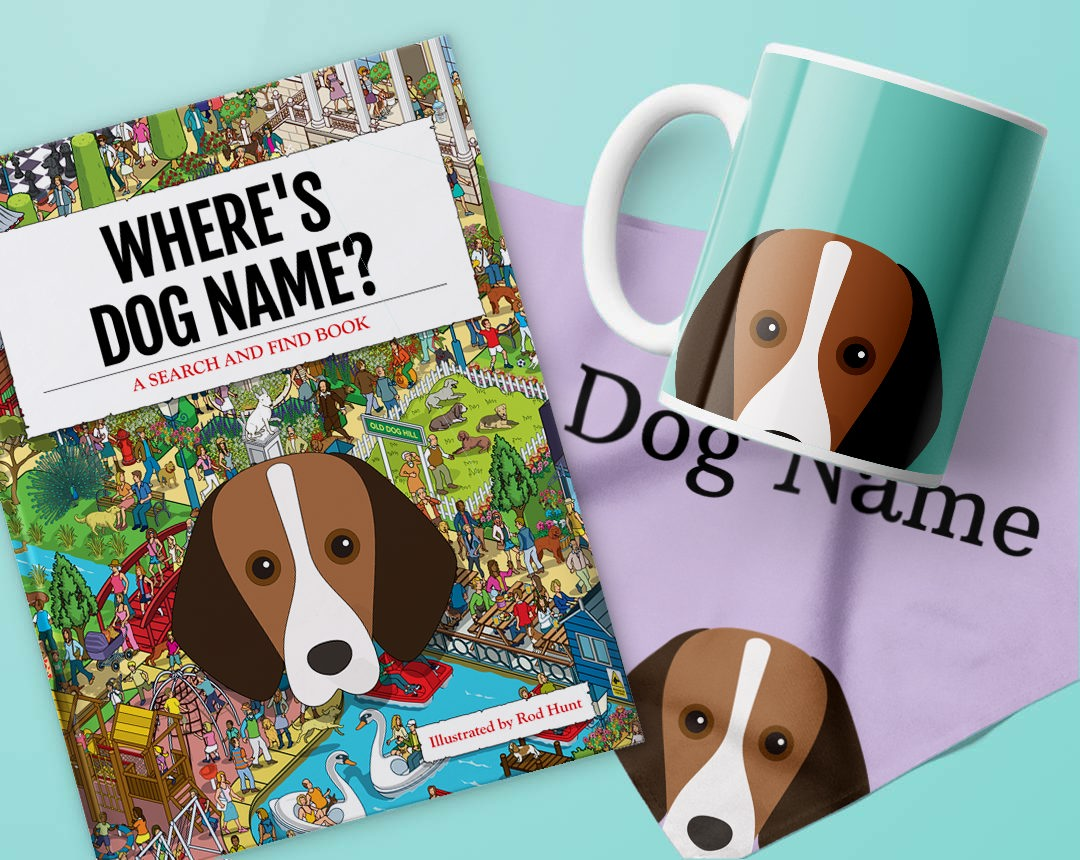 A range of personalized gifts featuring your dog