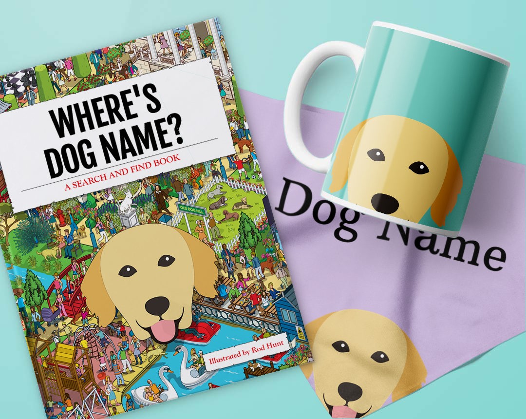 A range of personalized gifts featuring your dog