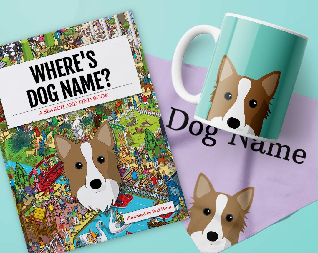 A range of personalized gifts featuring your dog