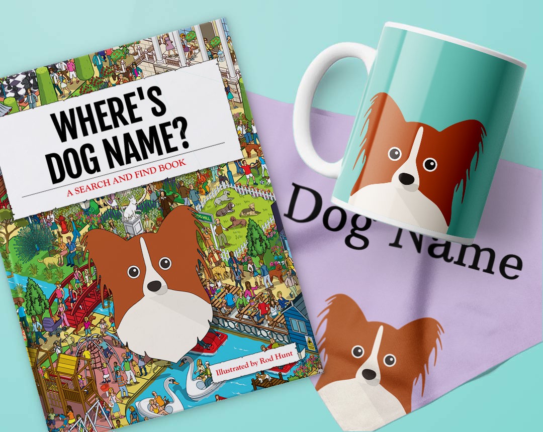 A range of personalized gifts featuring your dog