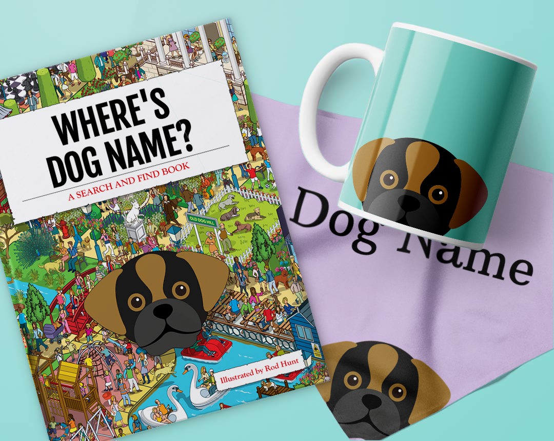 A range of personalized gifts featuring your dog