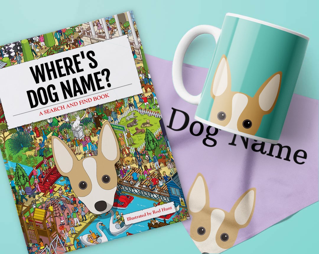 A range of personalized gifts featuring your dog