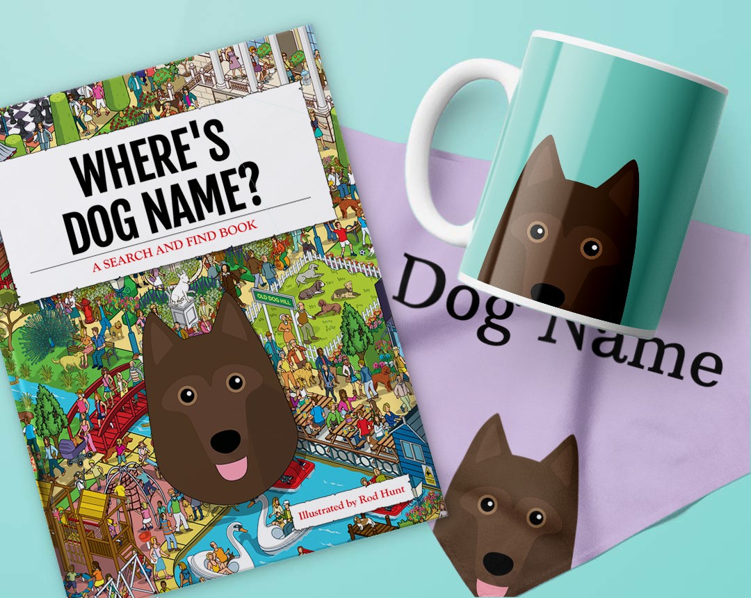 A range of personalized gifts featuring your dog