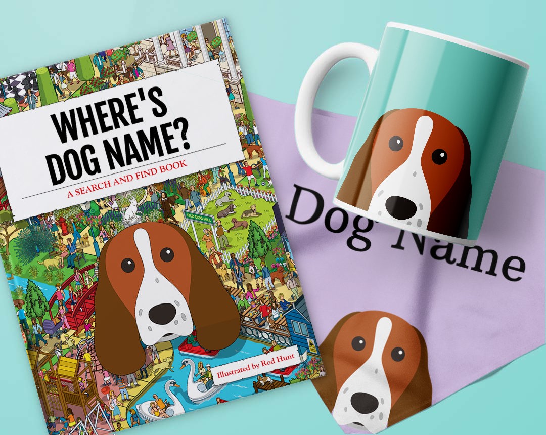 A range of personalized gifts featuring your dog