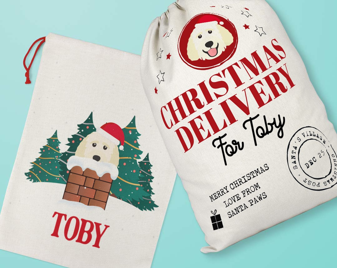 Santa sacks personalized with your dog