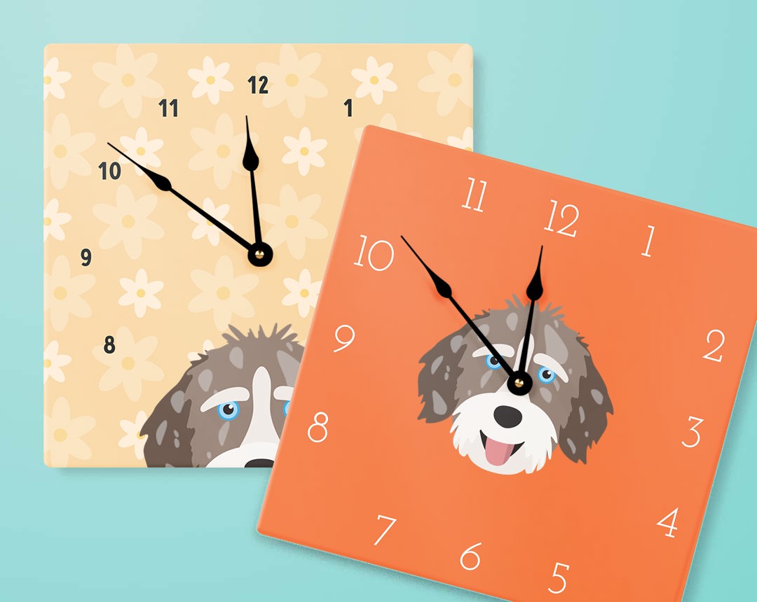 Two Personalized Dog Clocks