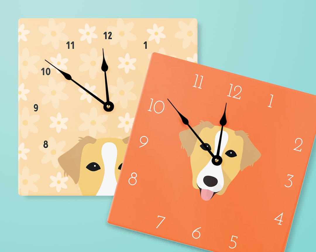 Two Personalized Dog Clocks