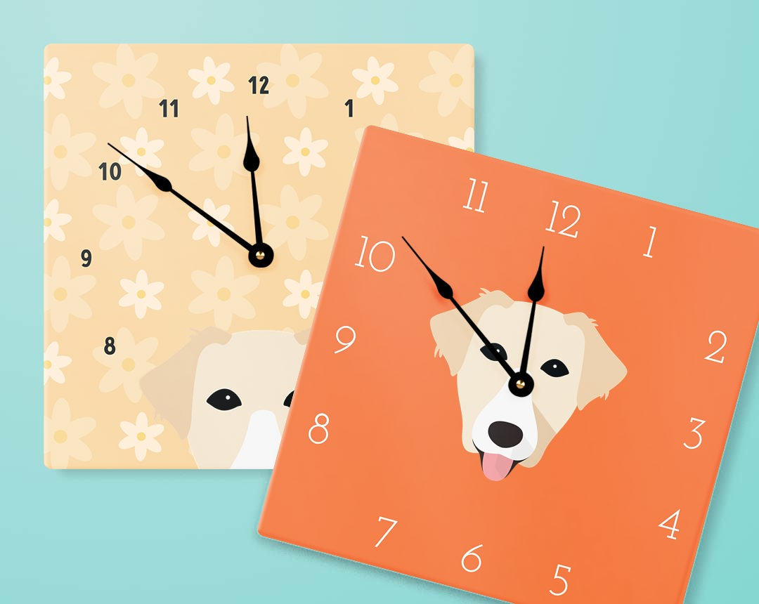 Two Personalized Dog Clocks