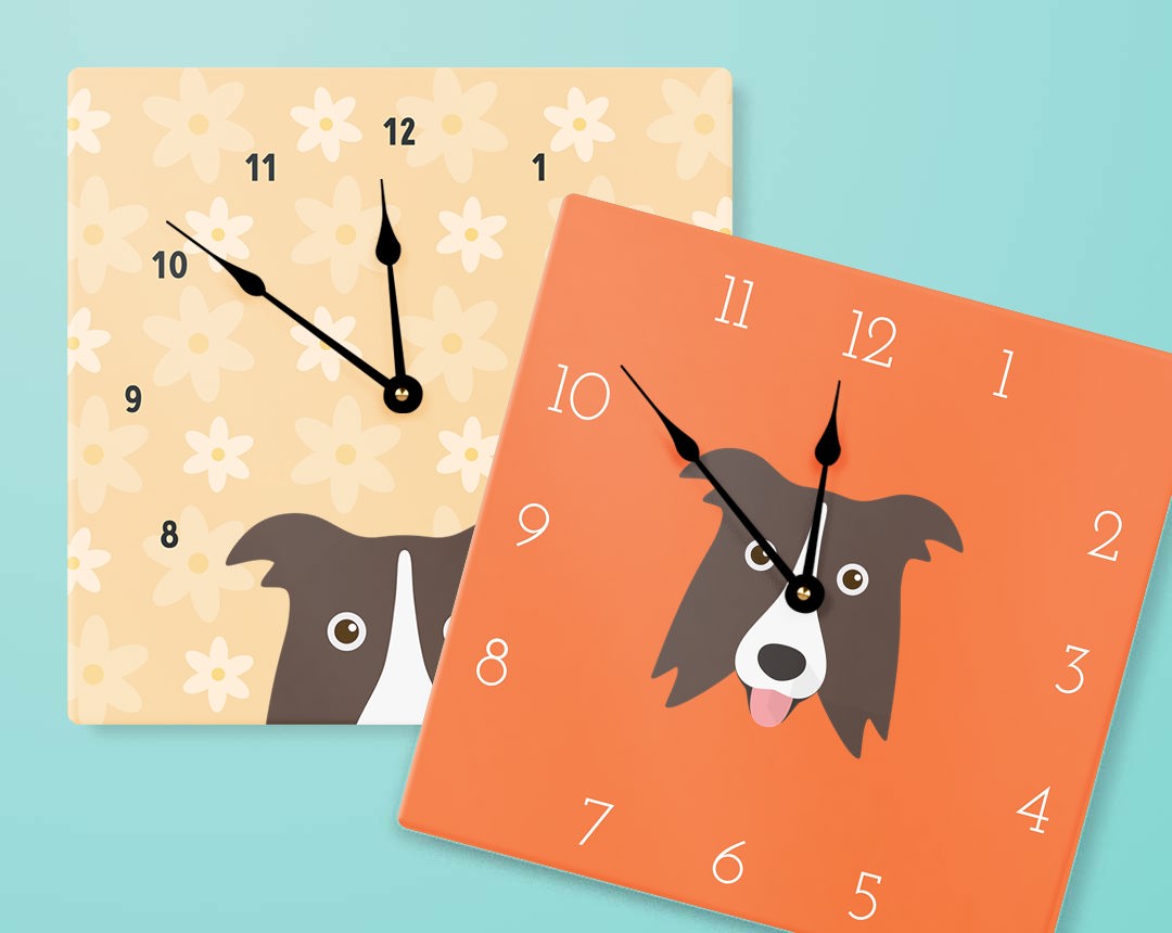 Two Personalized Dog Clocks