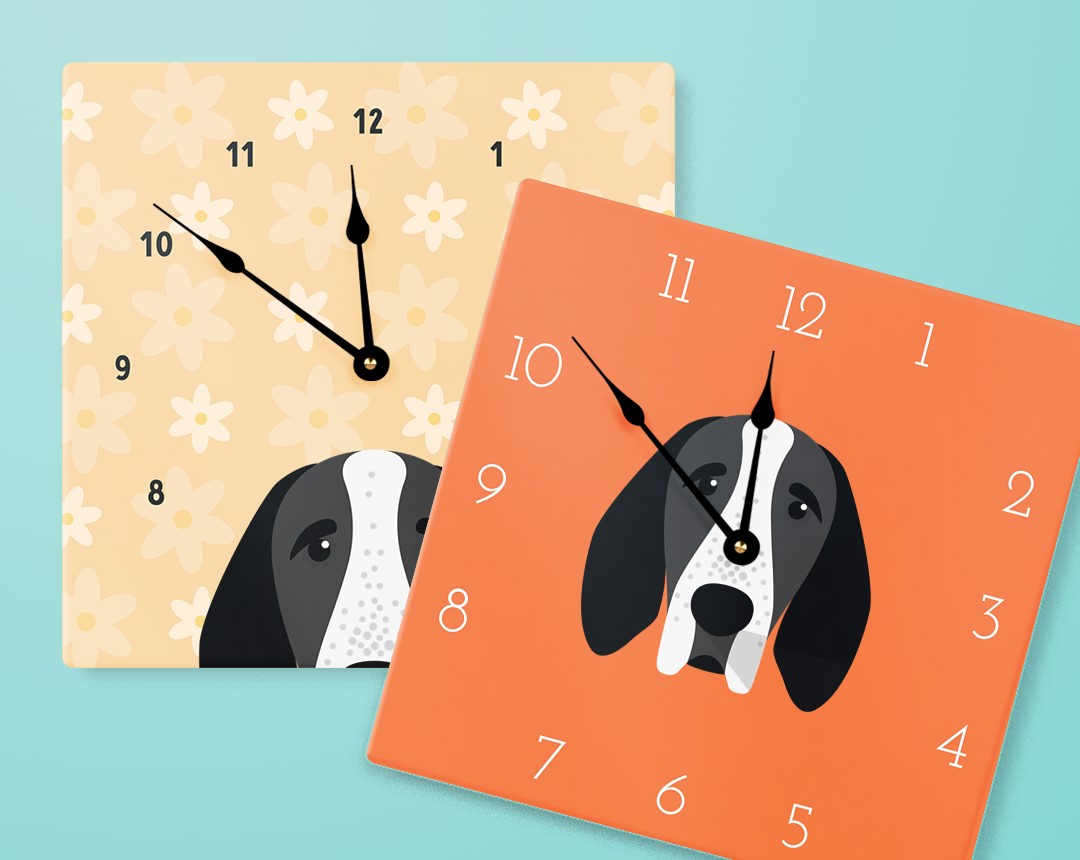 Two Personalized Dog Clocks