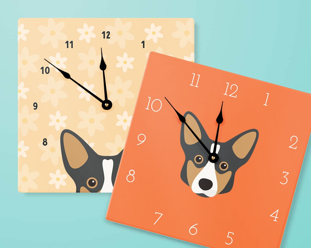 Two Personalized Dog Clocks