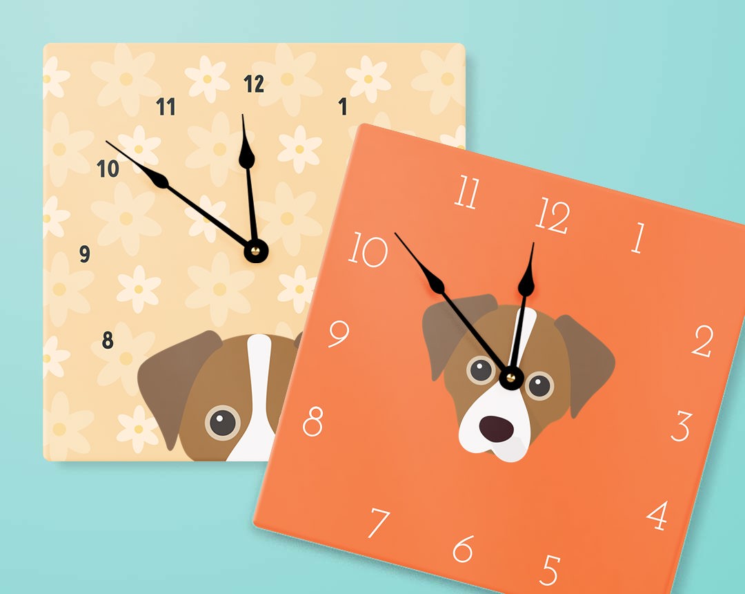 Two Personalized Dog Clocks