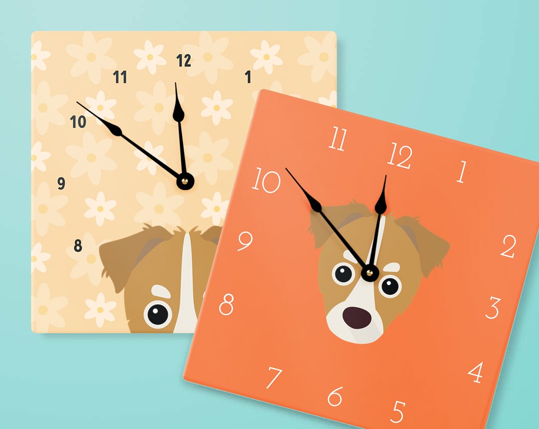 Two Personalized Dog Clocks