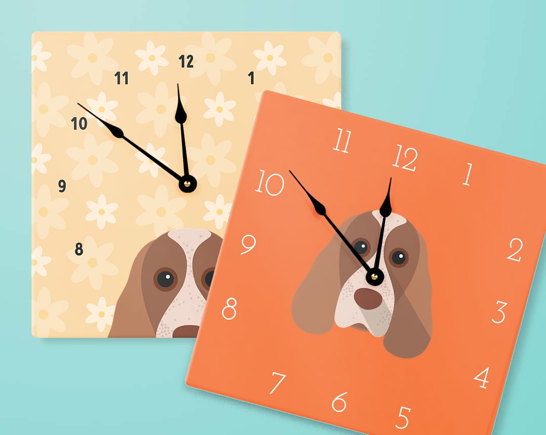 Two Personalized Dog Clocks