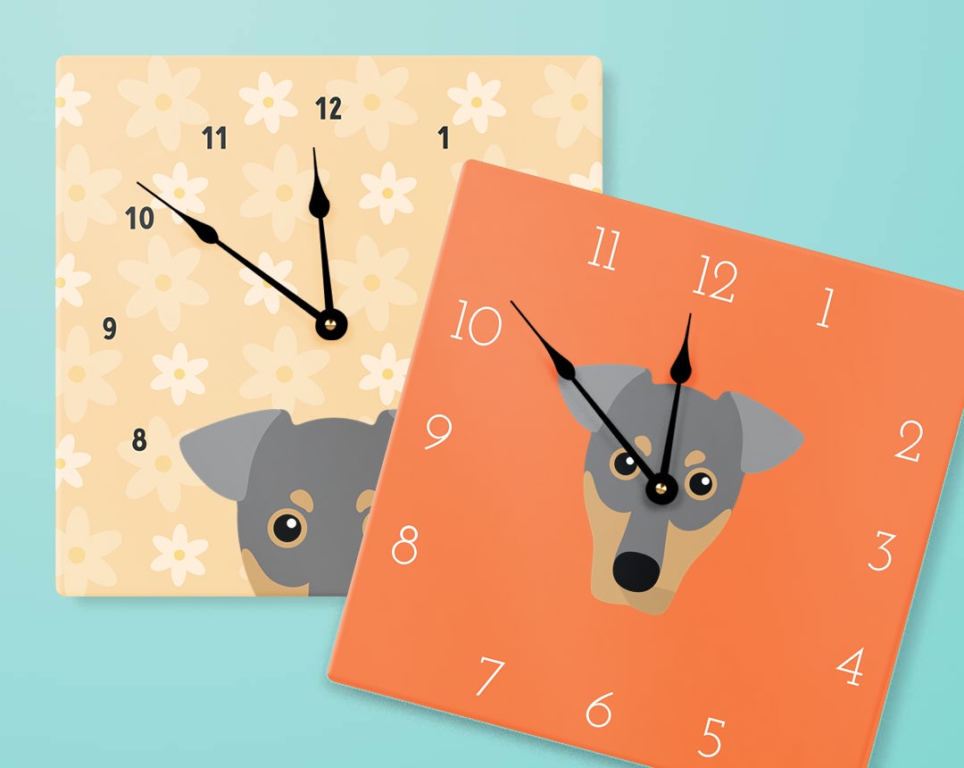 Two Personalized Dog Clocks