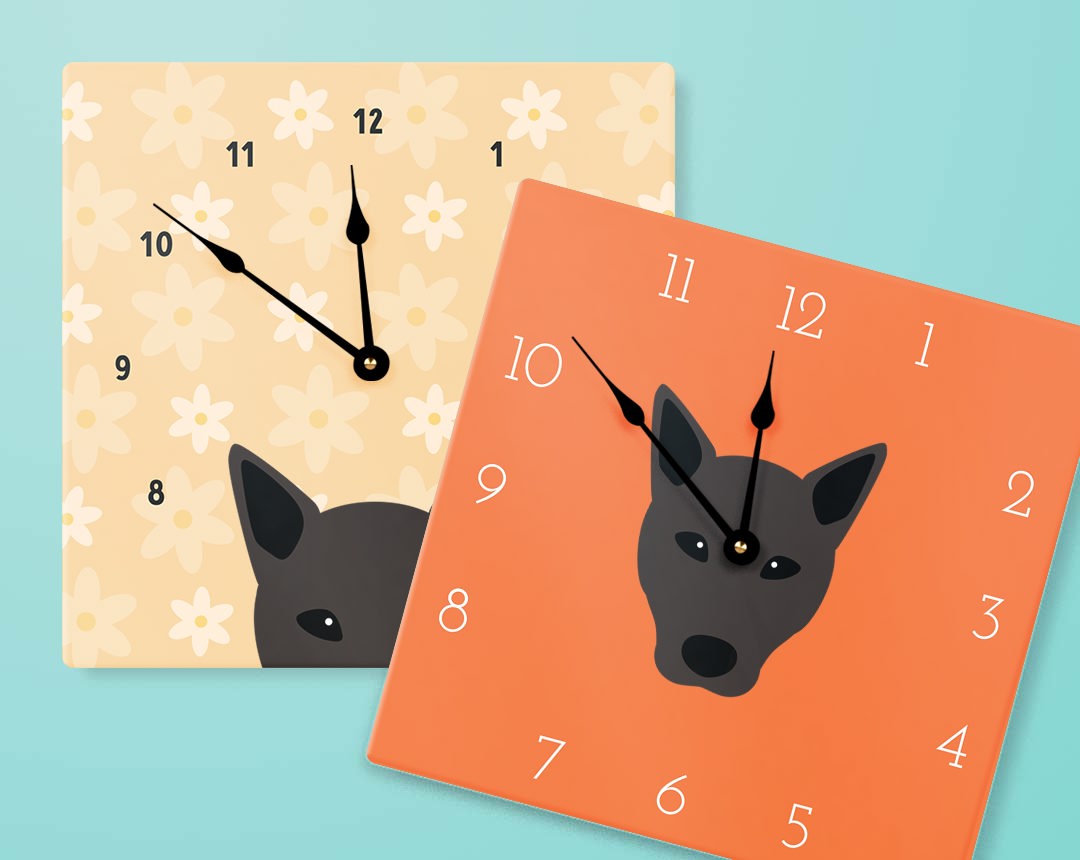 Two Personalized Dog Clocks