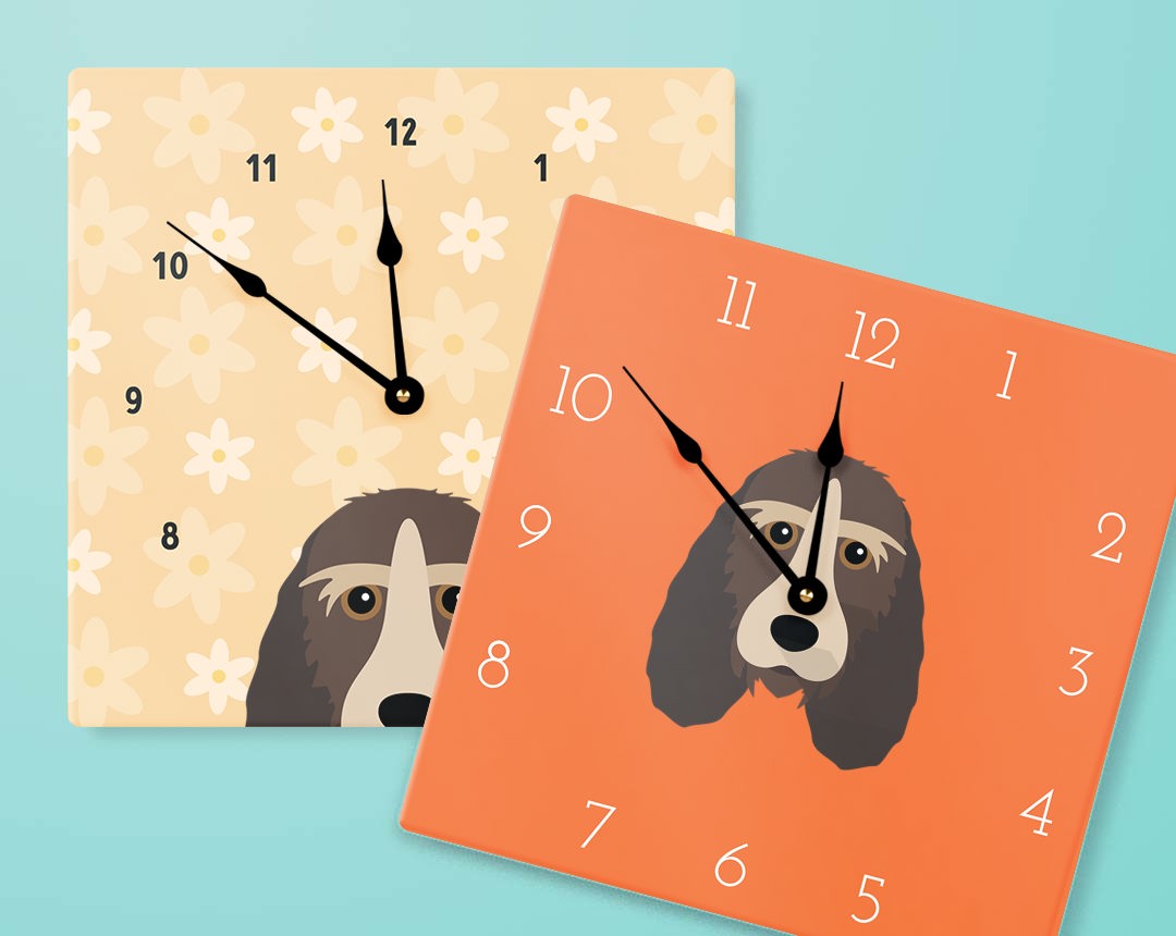 Two Personalized Dog Clocks