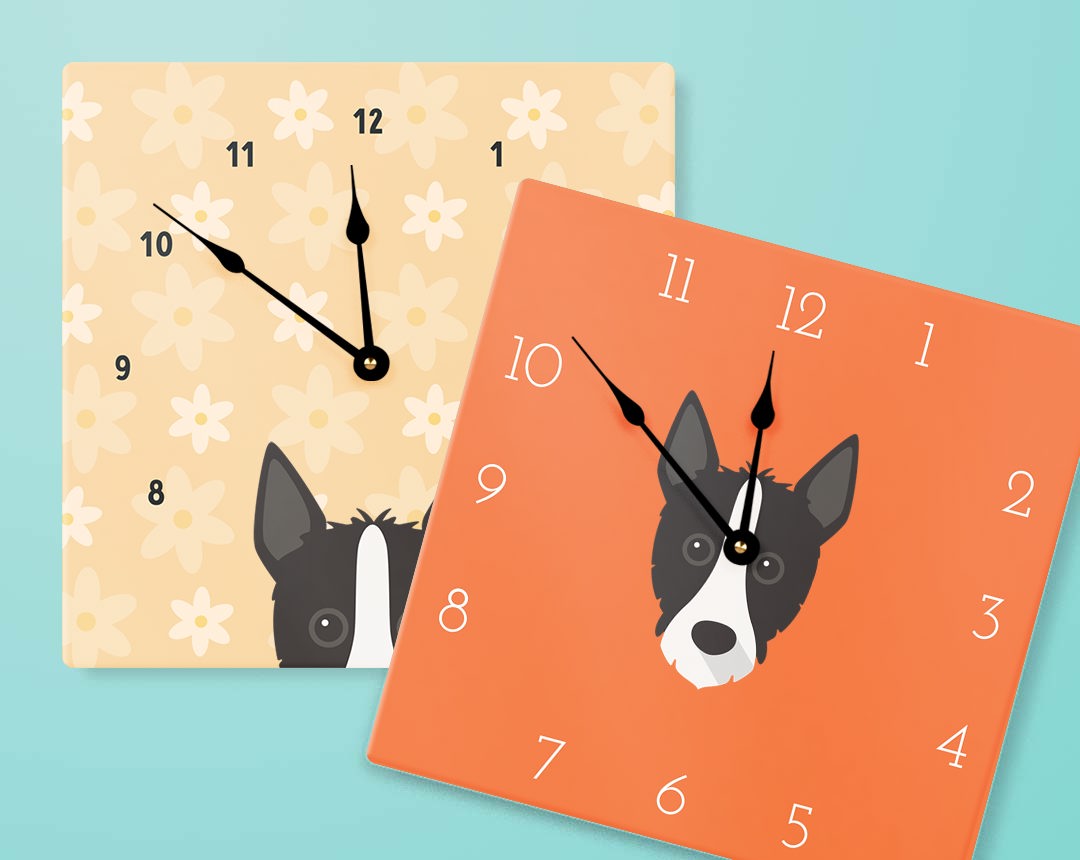 Two Personalized Dog Clocks