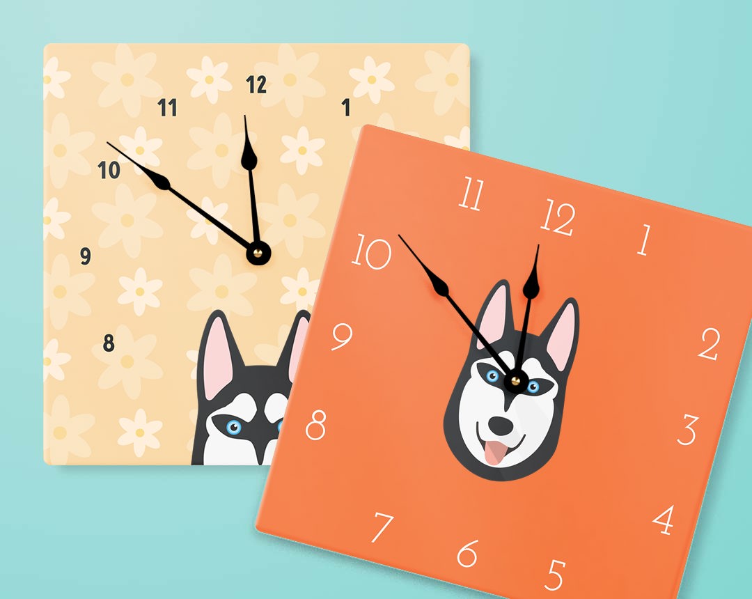 Two Personalized Dog Clocks