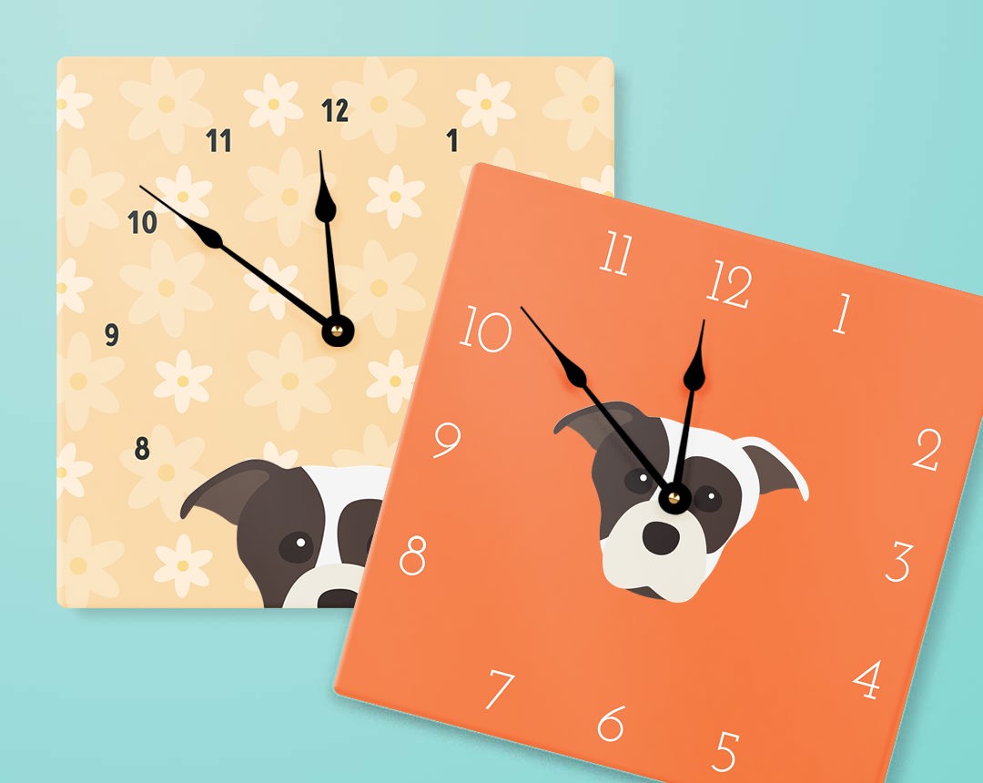 Two Personalized Dog Clocks