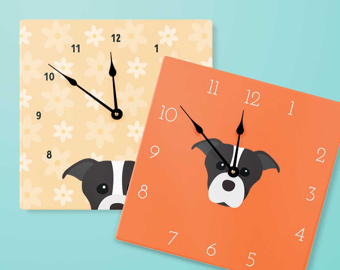 Two Personalized Dog Clocks