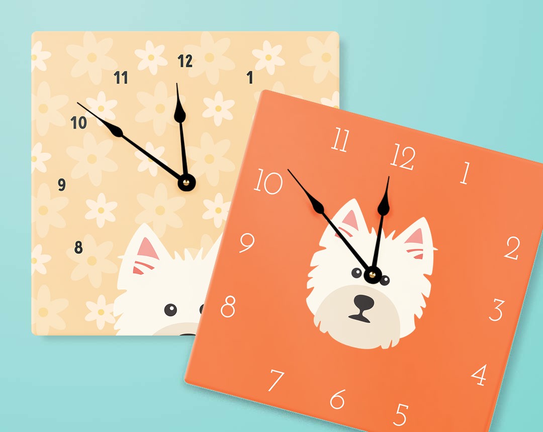 Two Personalized Dog Clocks