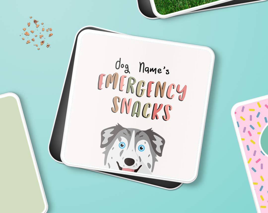Treat Tin with personalised dog name & icon