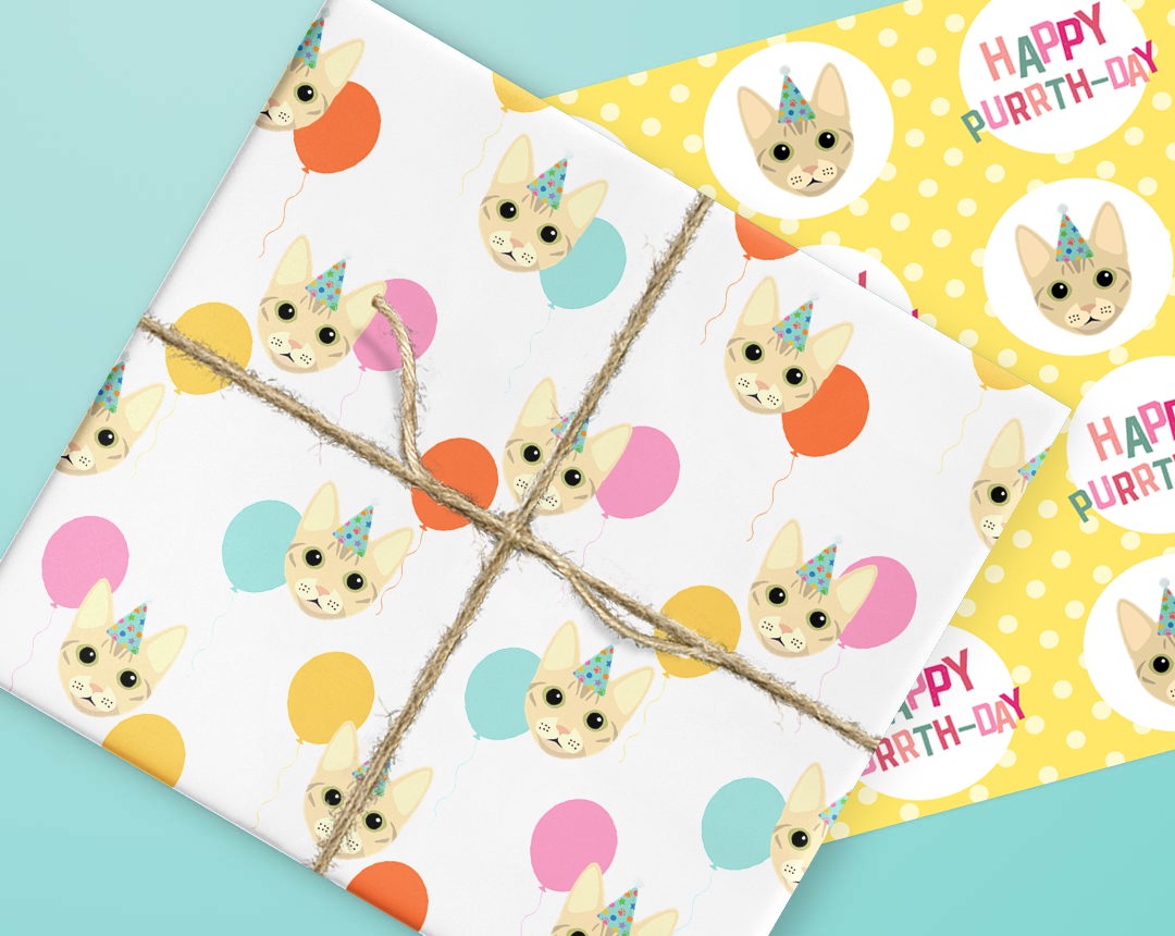 Personalized Cat Gift Wrapping Paper