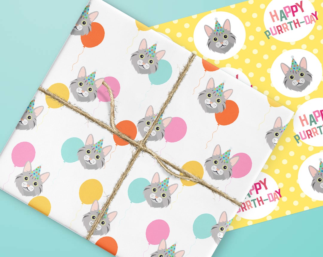 Personalized Cat Gift Wrapping Paper