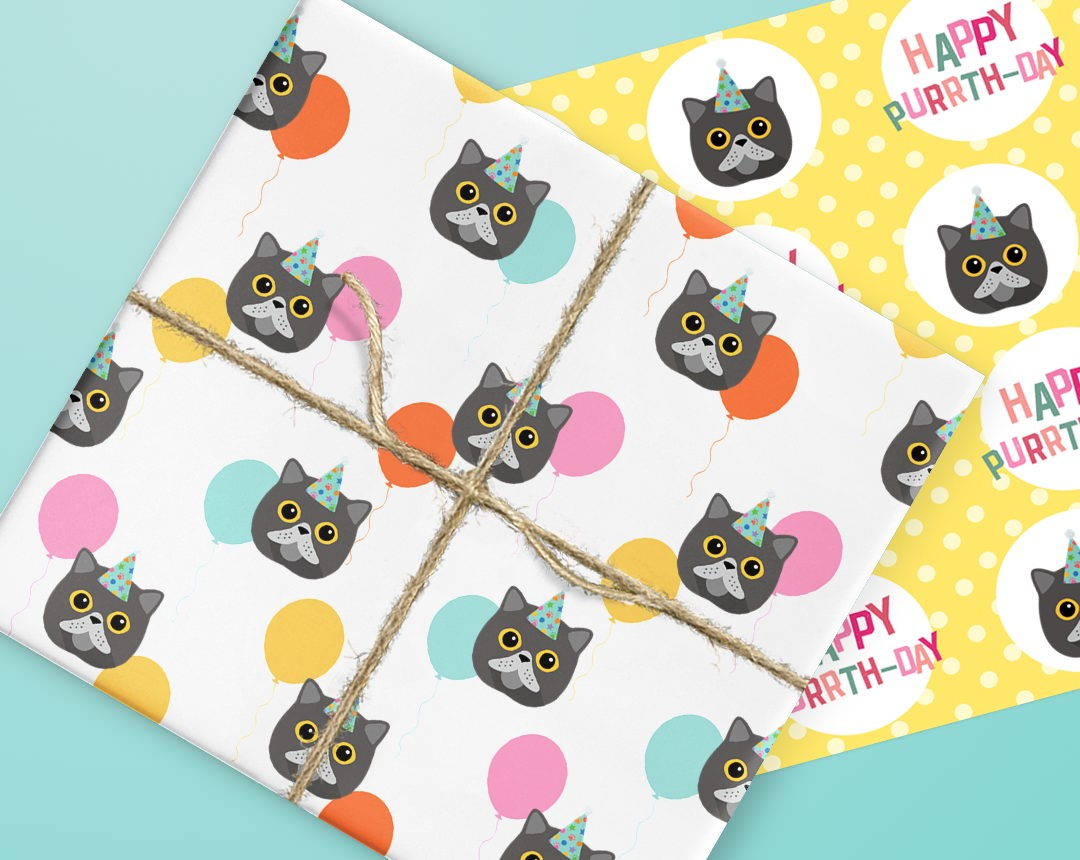 Personalized Cat Gift Wrapping Paper