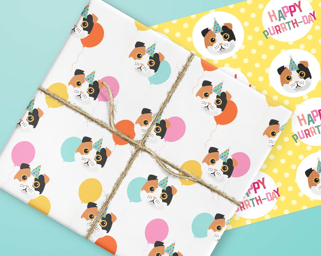 Personalized Cat Gift Wrapping Paper